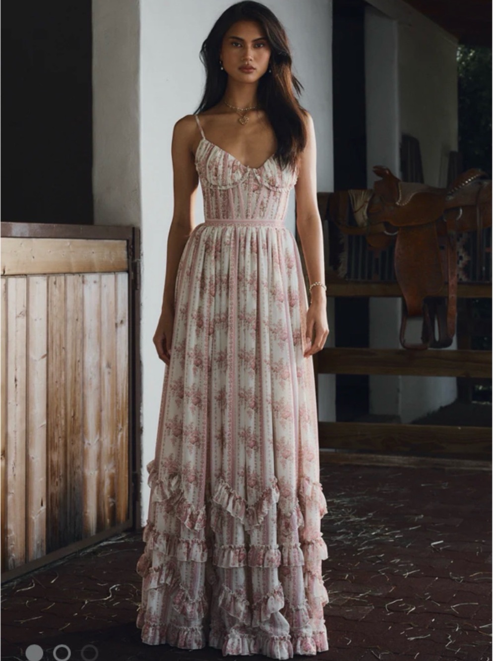 V. Chapman Carmen Maxi Dress Size 4 Strawberry Victorian Stripe